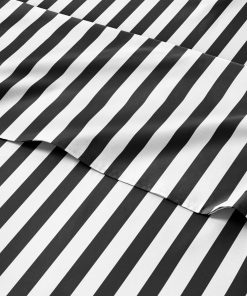 Juego de Sábanas a Rayas de 4 Piezas para -Negro y Blanco