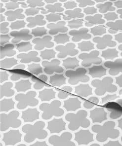 Juego de sábanas grises de 4 piezas para cama matrimonial -