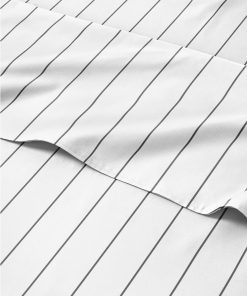 Juego de Sábanas a Rayas Grises de 4 Piezas para Cama de