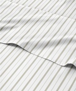 Juego de sábanas a rayas gris claro de 4 piezas para cama