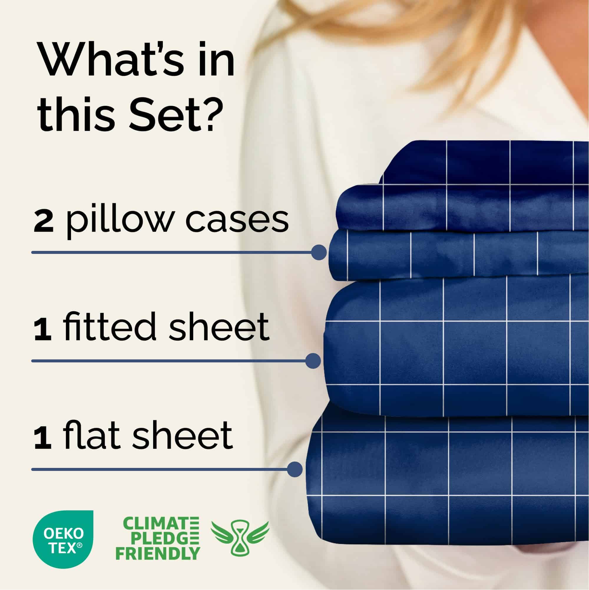 Juego de sábanas de cuadrícula de 4 piezas para cama tamaño - Imagen 4