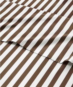 Juego de Sábanas de 4 Piezas con Rayas Marrones para Cama