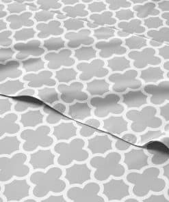 Juego de Sábanas Gris con Estampado Geométrico - Set Split