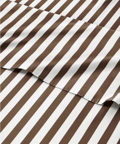 Juego de Sábanas a Rayas Marrón de 4 Piezas para Cama Queen