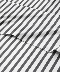 Juego de sábanas a rayas de 4 piezas para cama -Negro y Blan