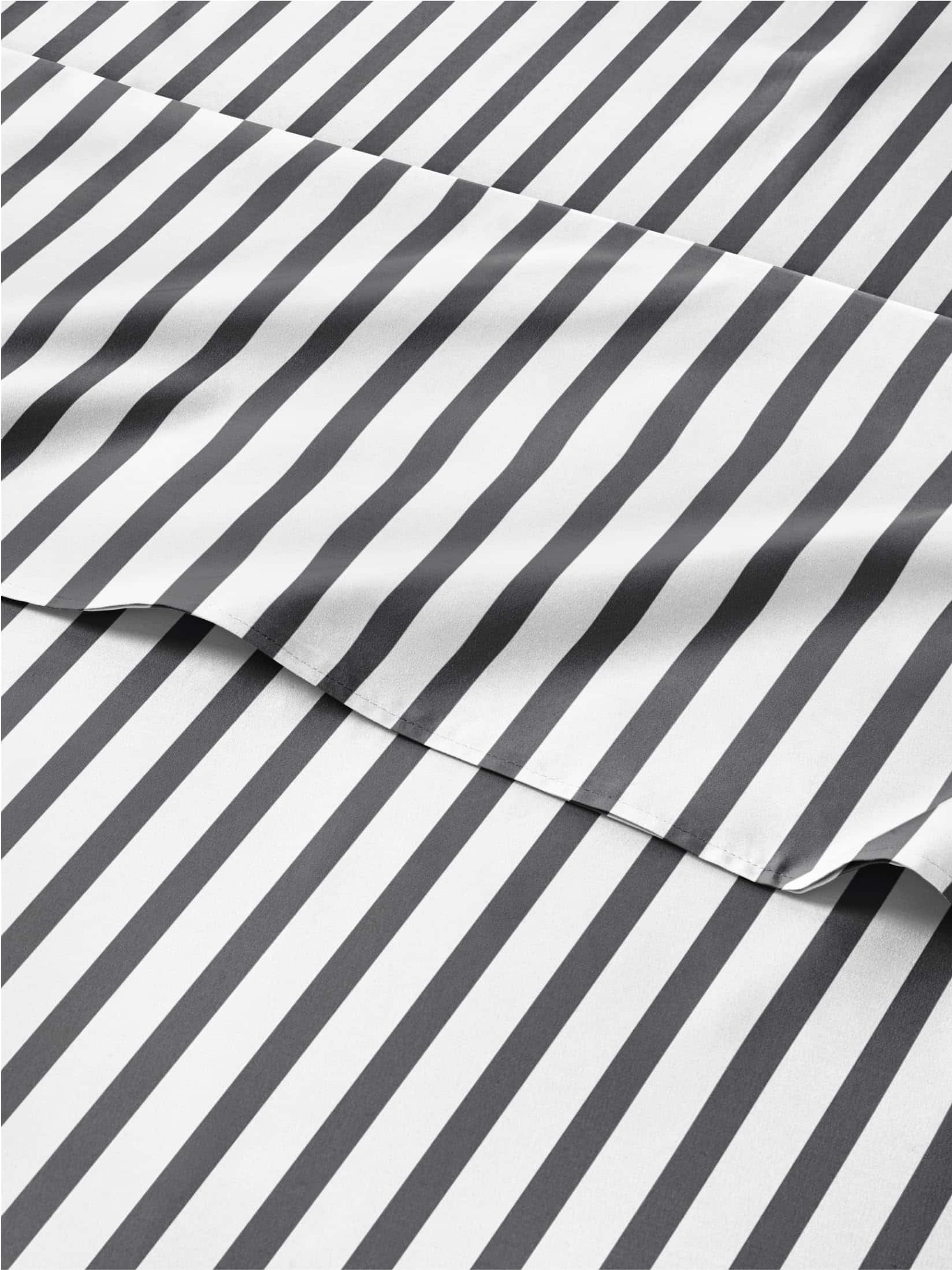 Juego de sábanas a rayas de 4 piezas para cama -Negro y Blan