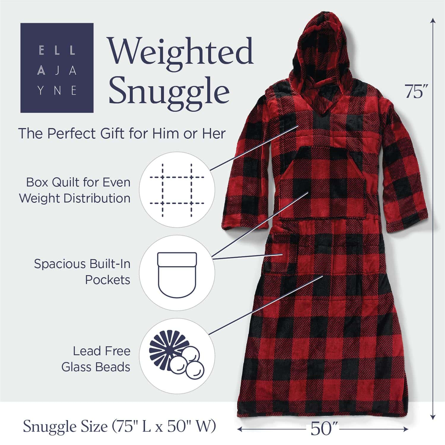 Ella Jayne - Manta con Capucha Ponderada de 4.5kg, Manta - Imagen 6