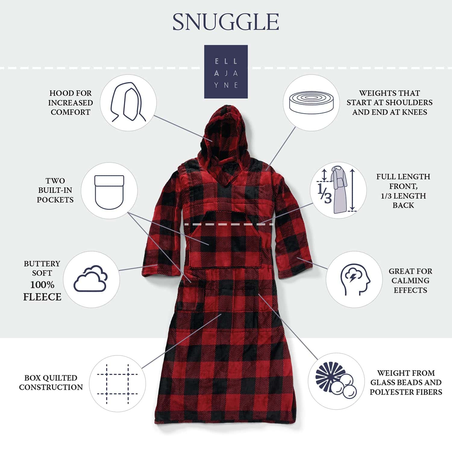 Ella Jayne - Manta con Capucha Ponderada de 4.5kg, Manta - Imagen 4