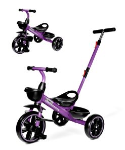Triciclo para Niños KRIDDO 2-en-1 para Edades -Morado