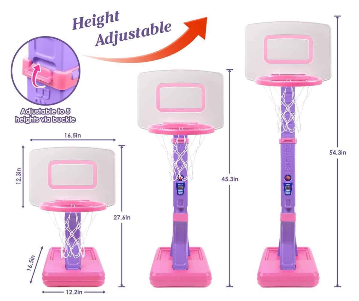 Canasta de baloncesto para niños pequeños, ajustable en - Imagen 3