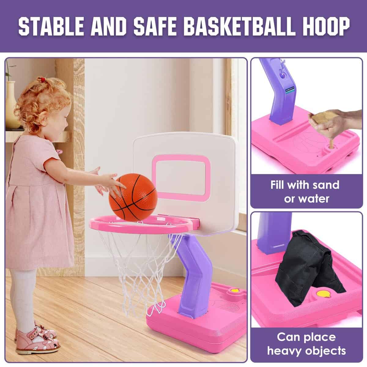 Canasta de baloncesto para niños pequeños, ajustable en - Imagen 5