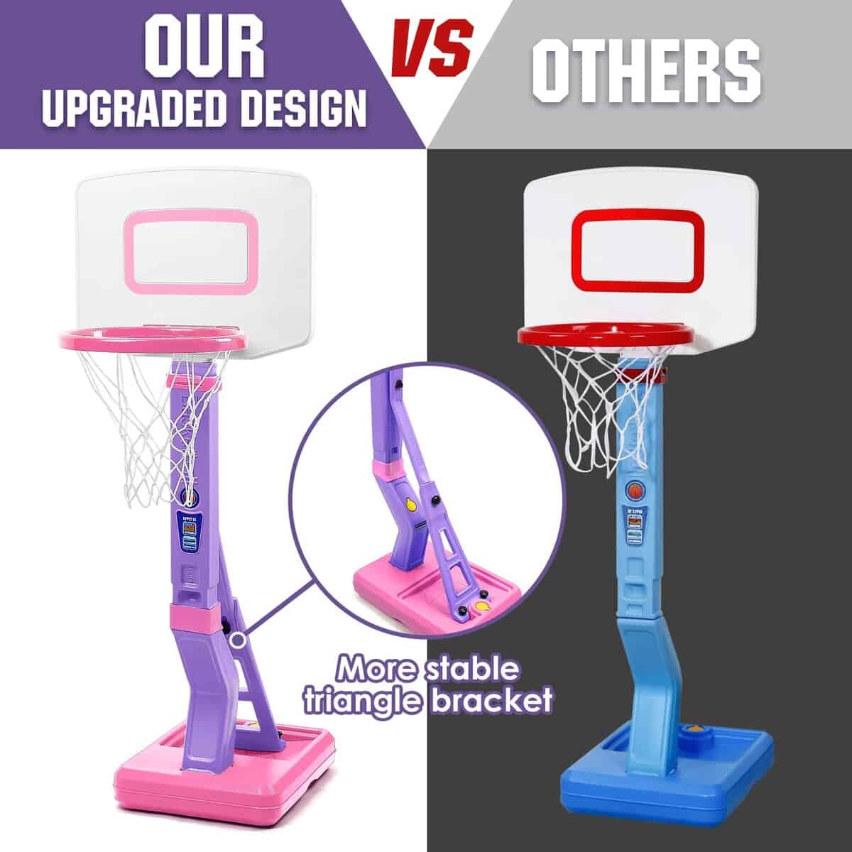 Canasta de baloncesto para niños pequeños, ajustable en - Imagen 4