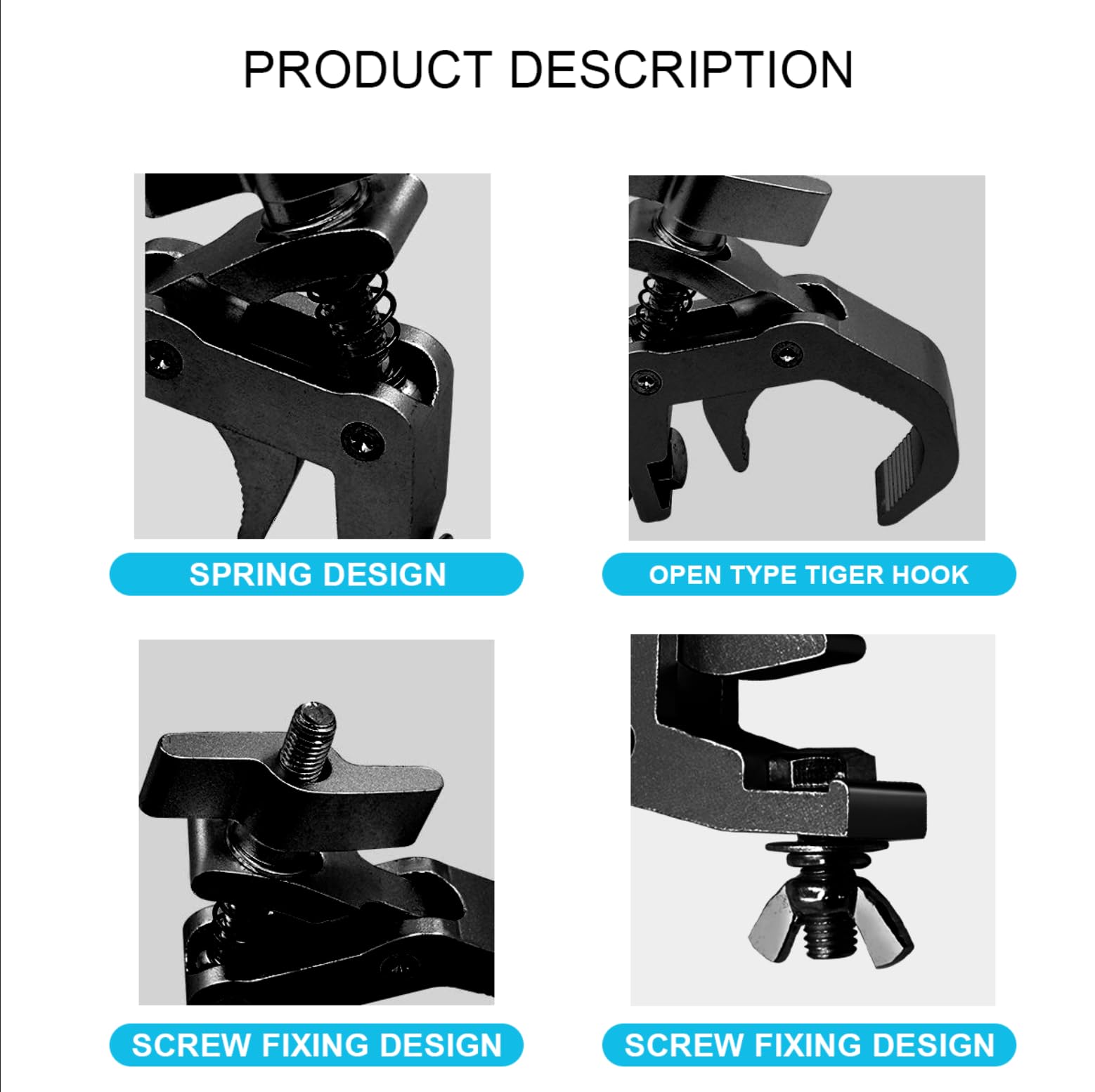 4Pack Ganchos de Abrazadera para Luces de Escenario - Imagen 4