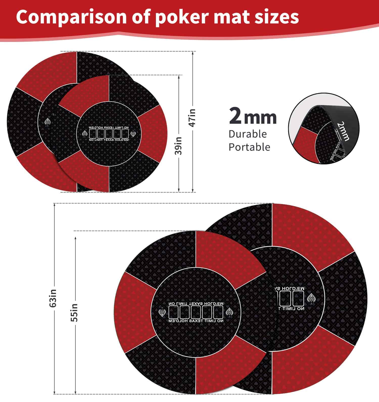 Tapete de Póker Redondo LERYG, 39/47/55/63 Pulgadas 6-10 - Imagen 5