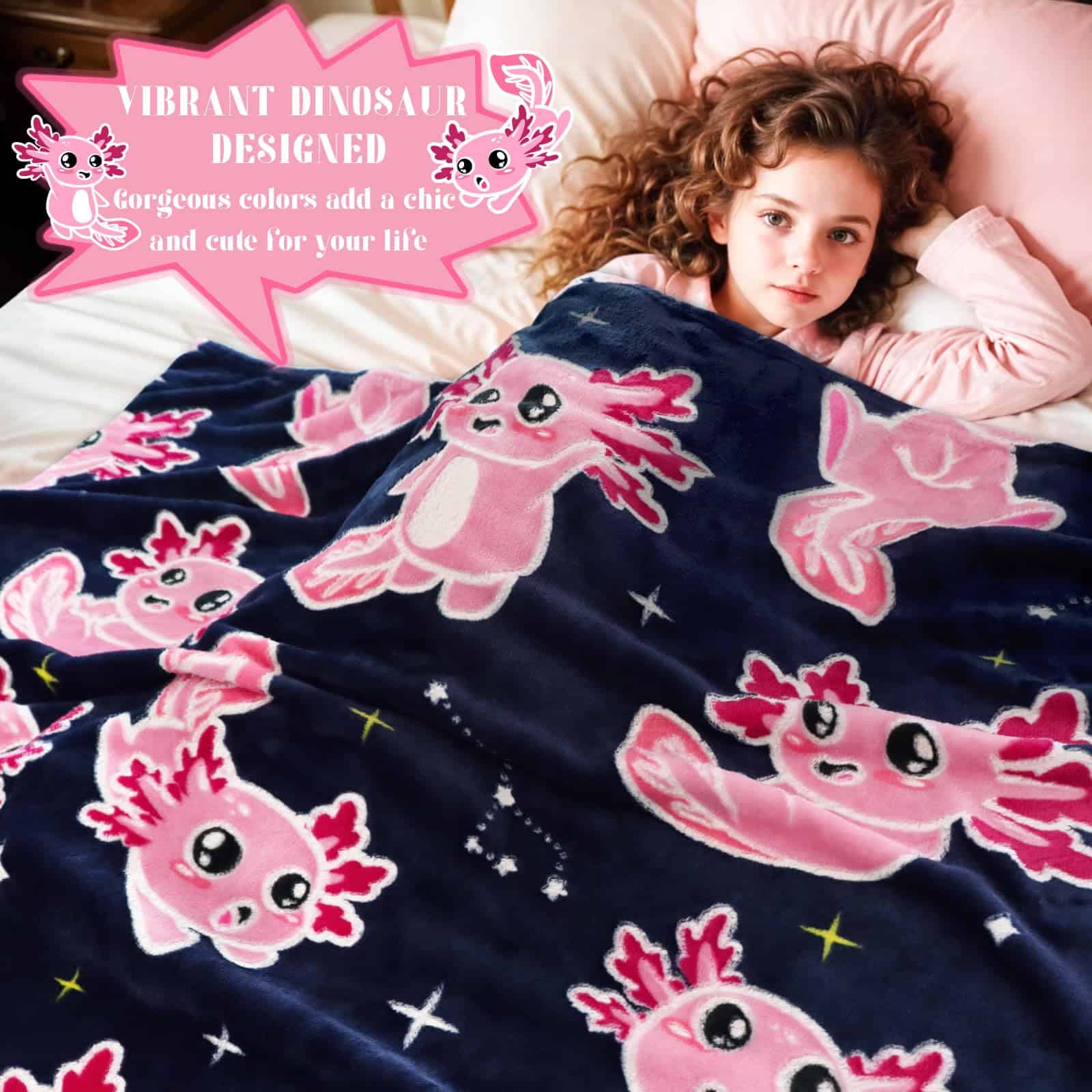 Manta de Axolote que Brilla en la Oscuridad Manta Rosada - Imagen 6