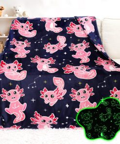 Manta de Axolote que Brilla en la Oscuridad Manta Rosada