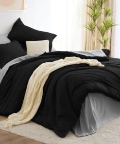 Juego de edredón negro CozyLux en tamaño King de 7 piezas