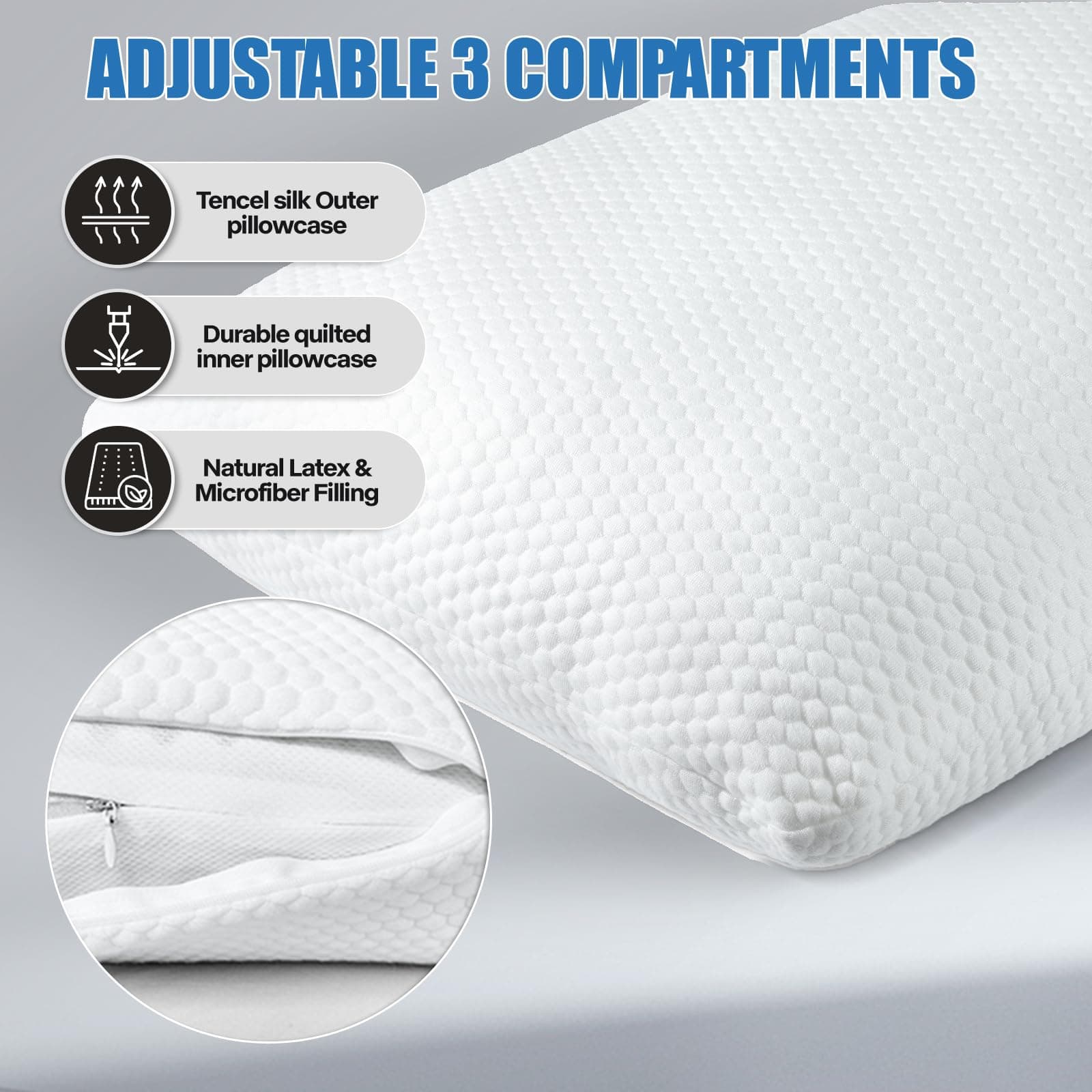 Almohada de Cuerpo de Látex Ajustable Premium Talatex, - Imagen 3