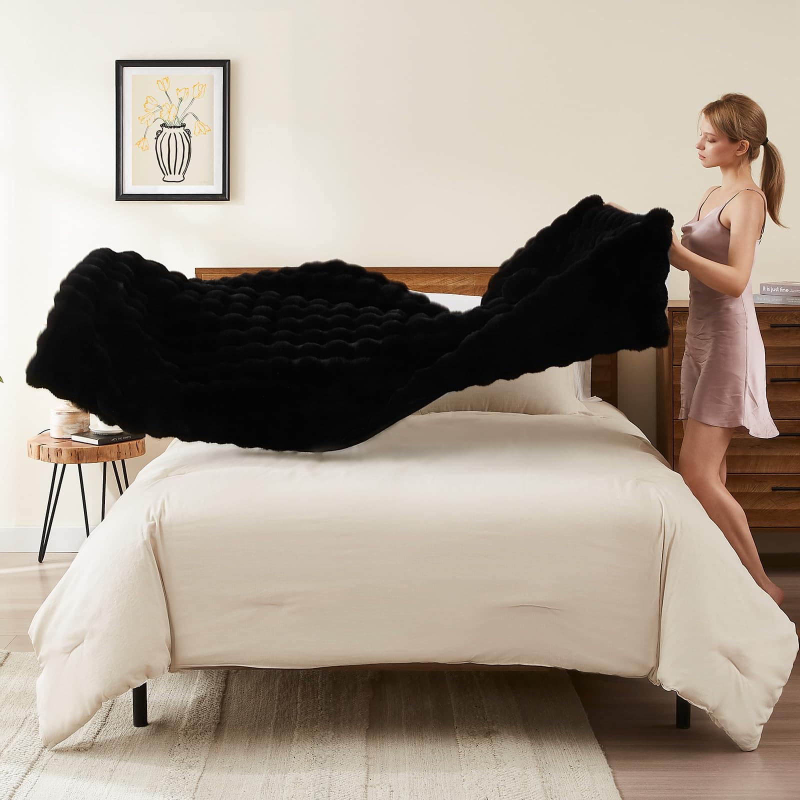 Manta de piel sintética L'AGRATY: 50" x 60" Manta de pelo - Imagen 7