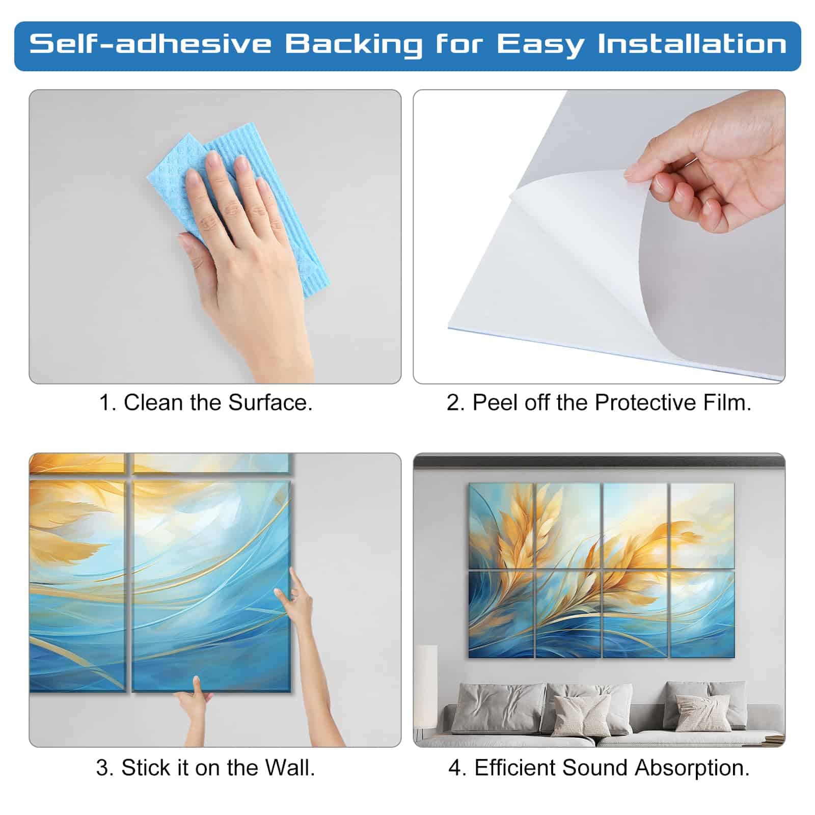 HIRESC 8 Pack Paneles Acústicos de Espuma -Trigo - Imagen 8