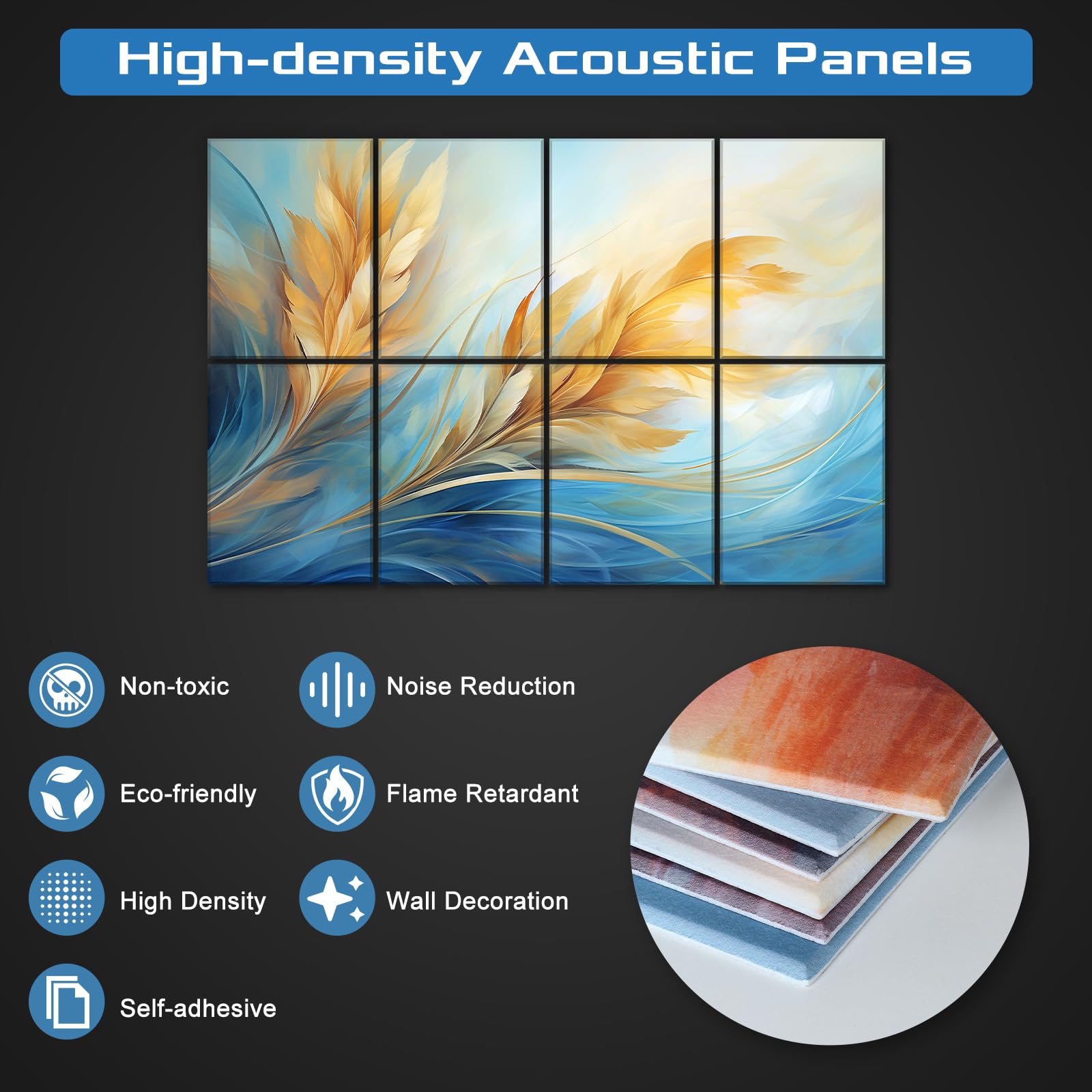 HIRESC 8 Pack Paneles Acústicos de Espuma -Trigo - Imagen 4