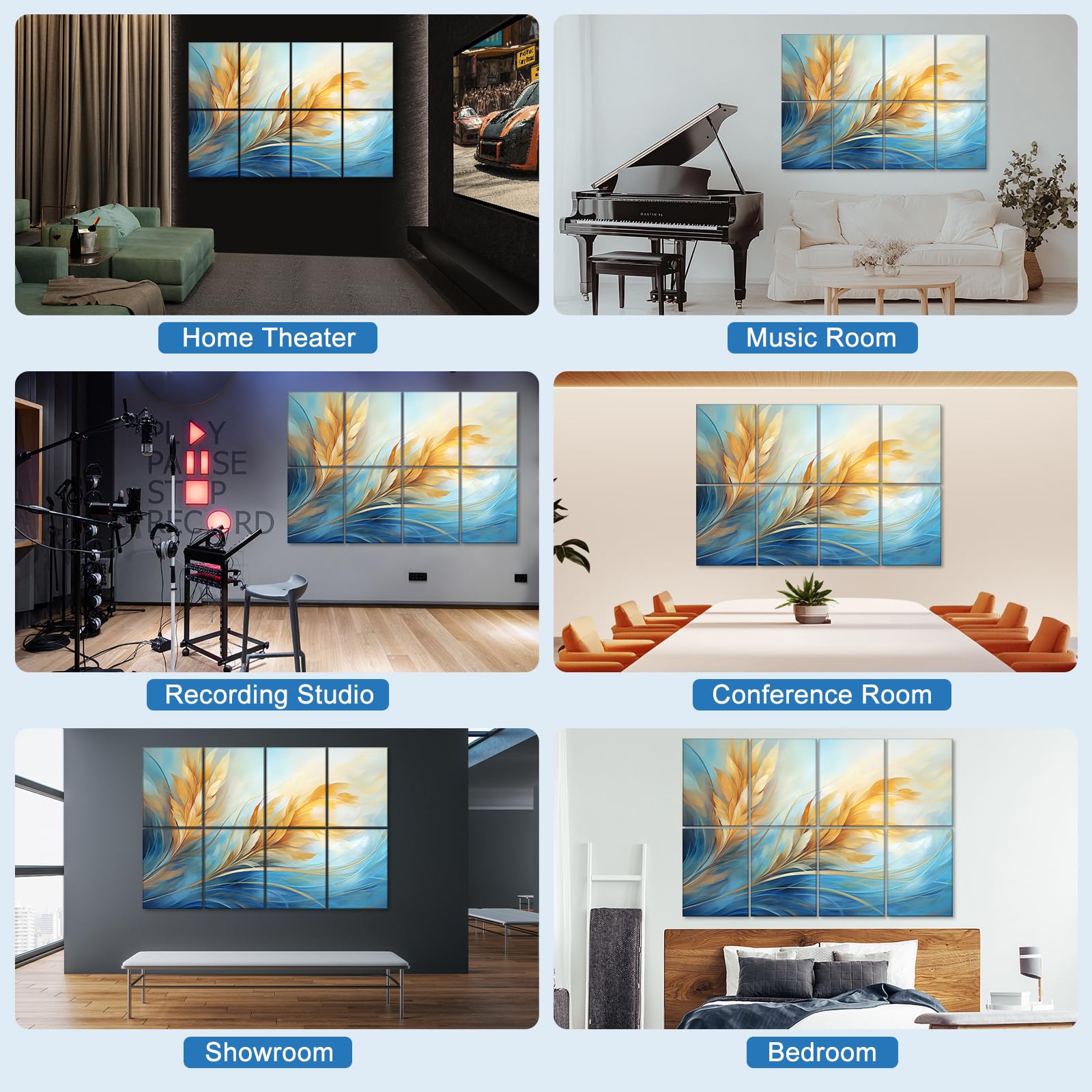 HIRESC 8 Pack Paneles Acústicos de Espuma -Trigo - Imagen 7