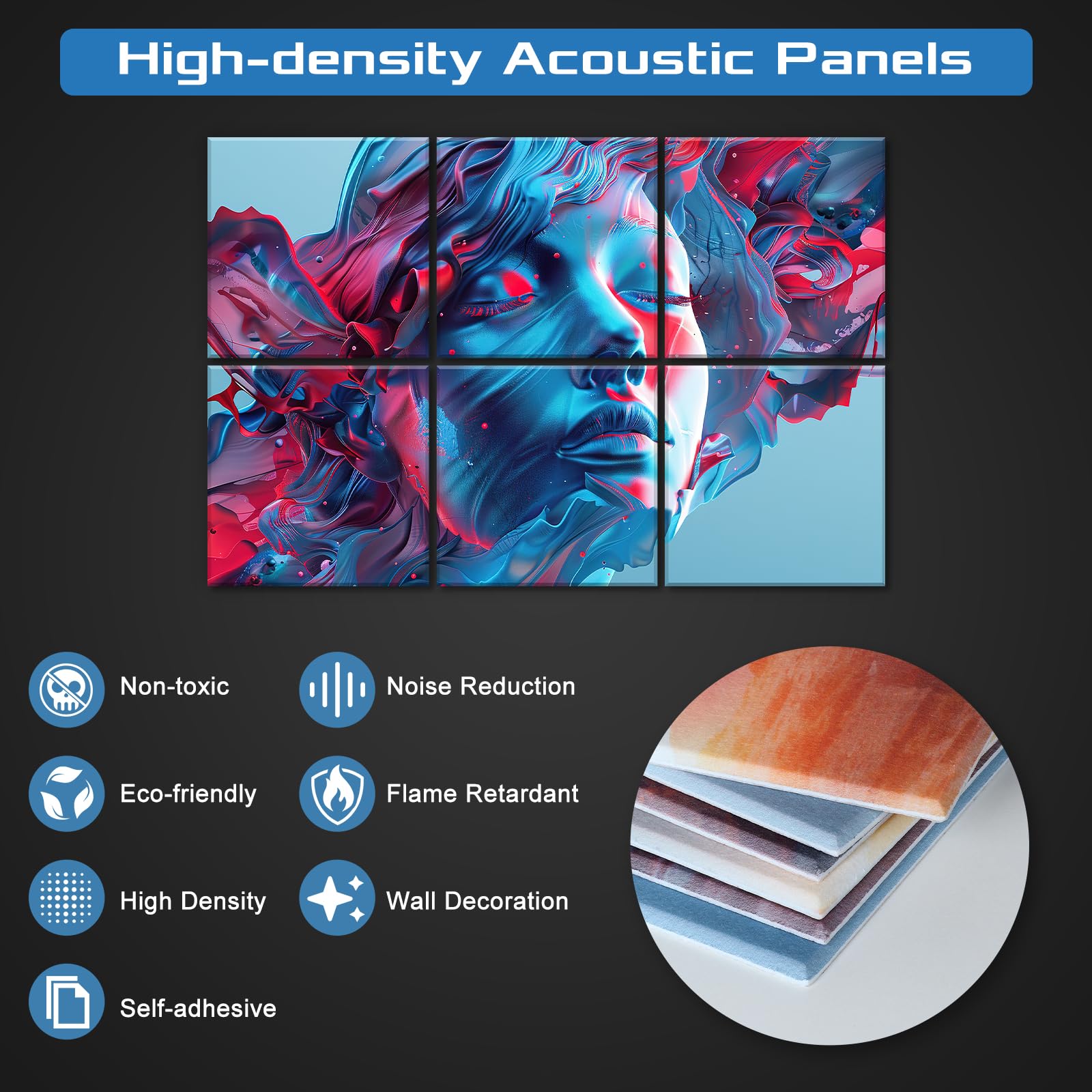 HIRESC 6 Pack Paneles Acústicos de Espuma - Incluido - Imagen 8