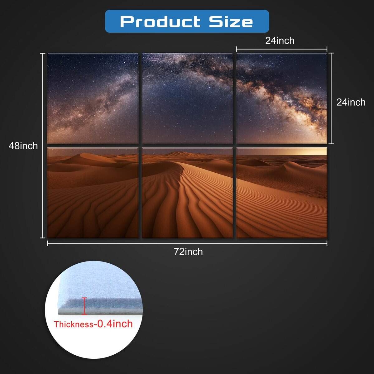 Paquete de 6 Paneles Acústicos HIRESC para Paredes, 72X48 - Imagen 6
