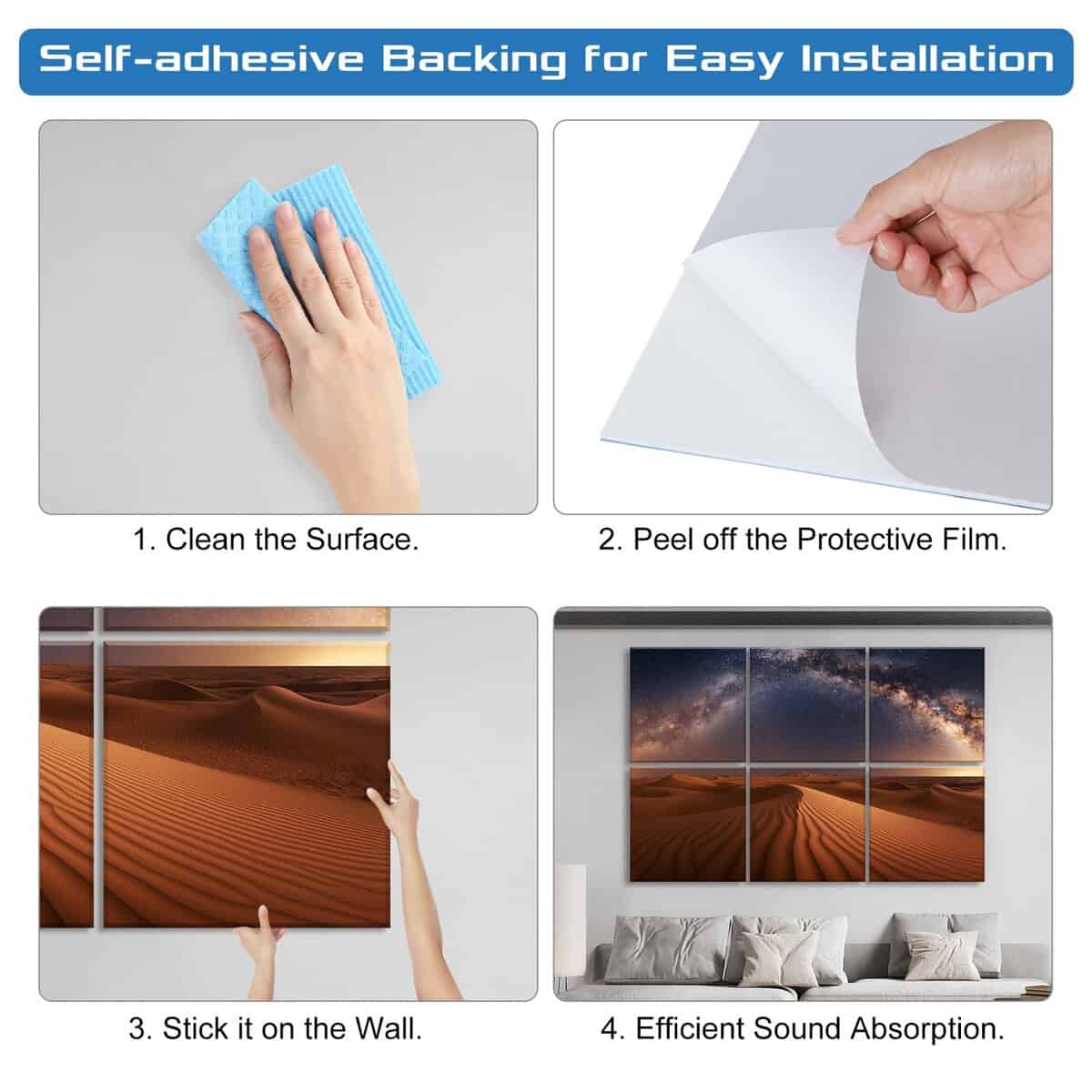 Paquete de 6 Paneles Acústicos HIRESC para Paredes, 72X48 - Imagen 7