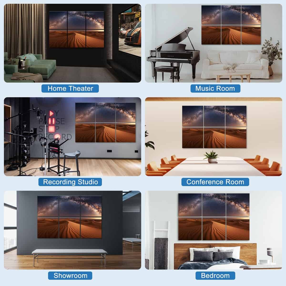 Paquete de 6 Paneles Acústicos HIRESC para Paredes, 72X48 - Imagen 5