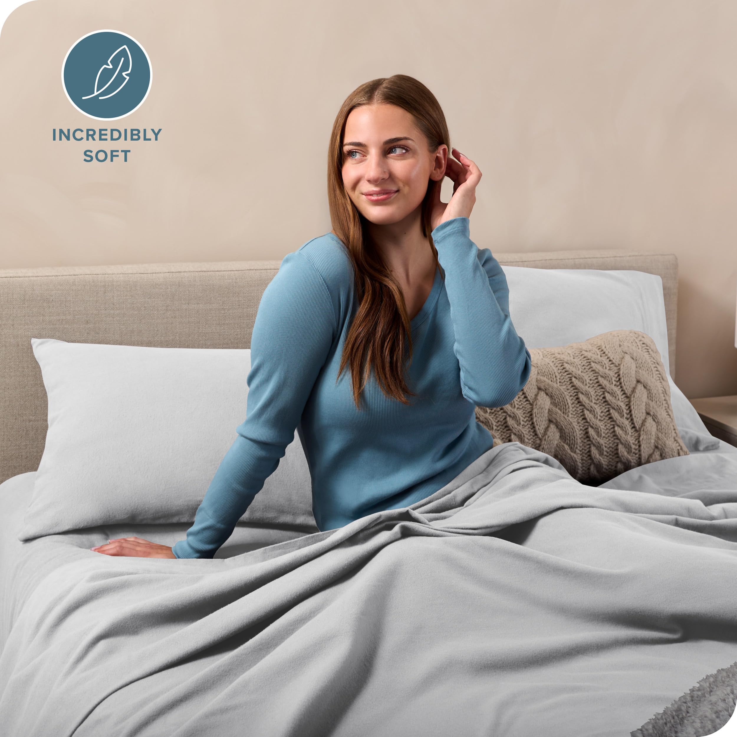 Juego de sábanas de franela Bare Home 100% algodón, suave - Imagen 4