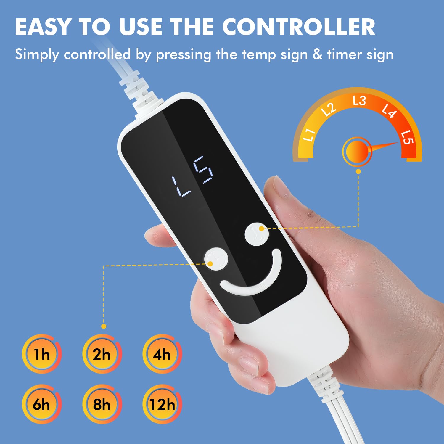 Manta Eléctrica Kmall, Manta Cálida con 5 Niveles de - Imagen 8