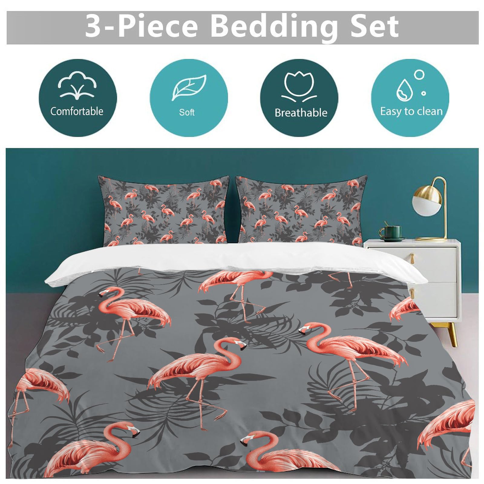 Juego de Ropa de Cama Flamenco Twin Queen King Full Size - Imagen 6