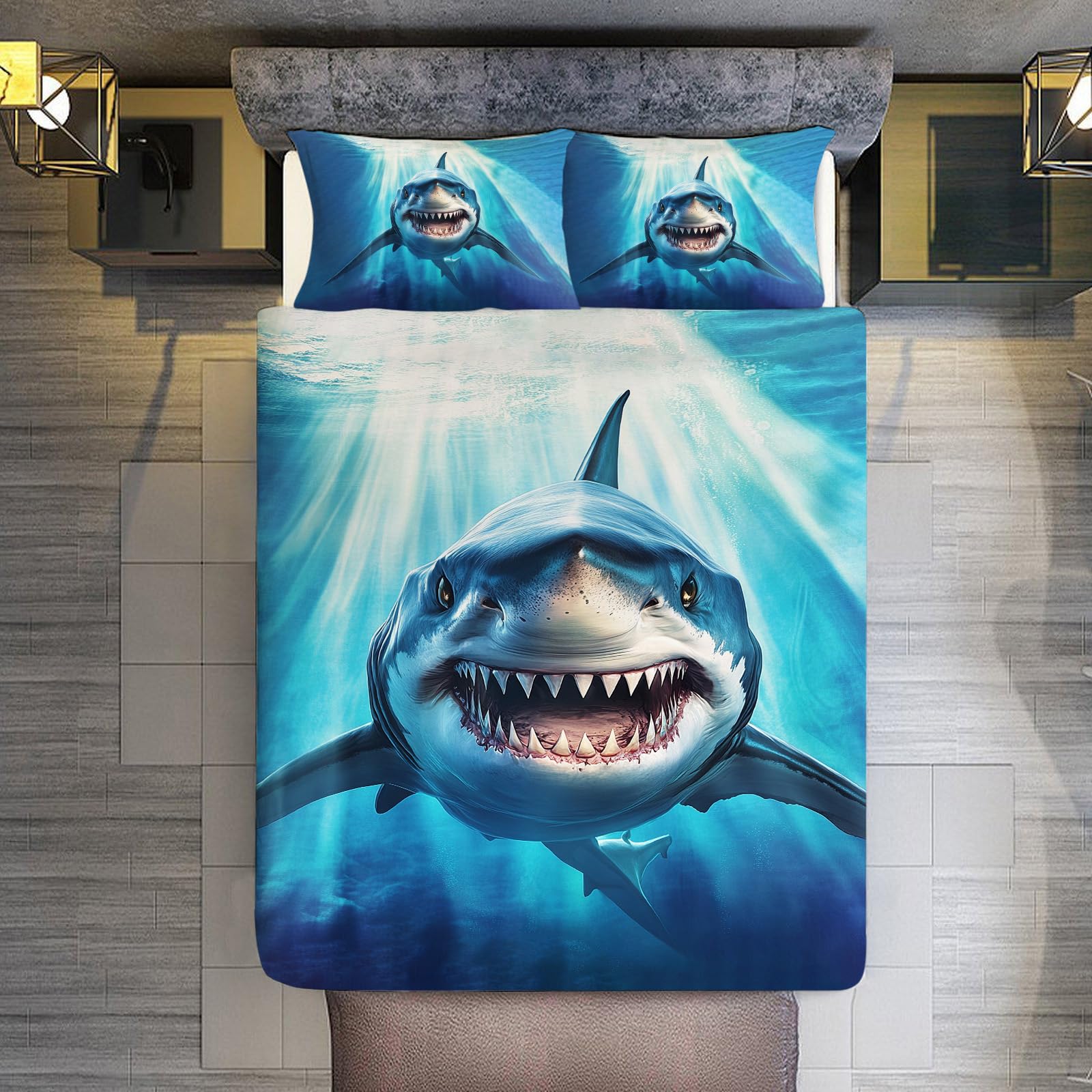 Set de Ropa de Cama de Tiburón para Cama Twin Queen King - Imagen 4