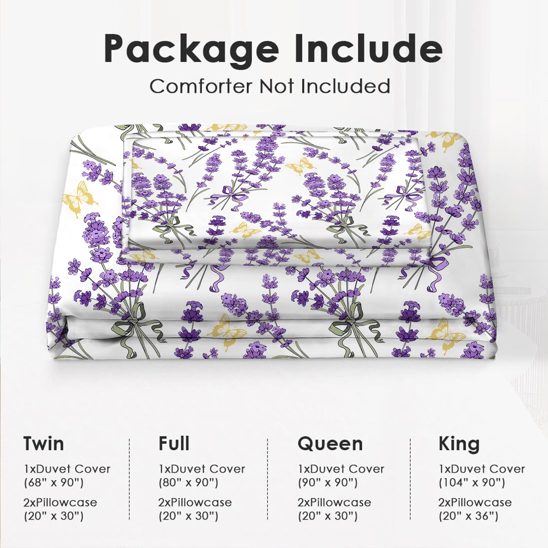Juego de Ropa de Cama de Lavanda Twin Queen King Full Size - Imagen 8