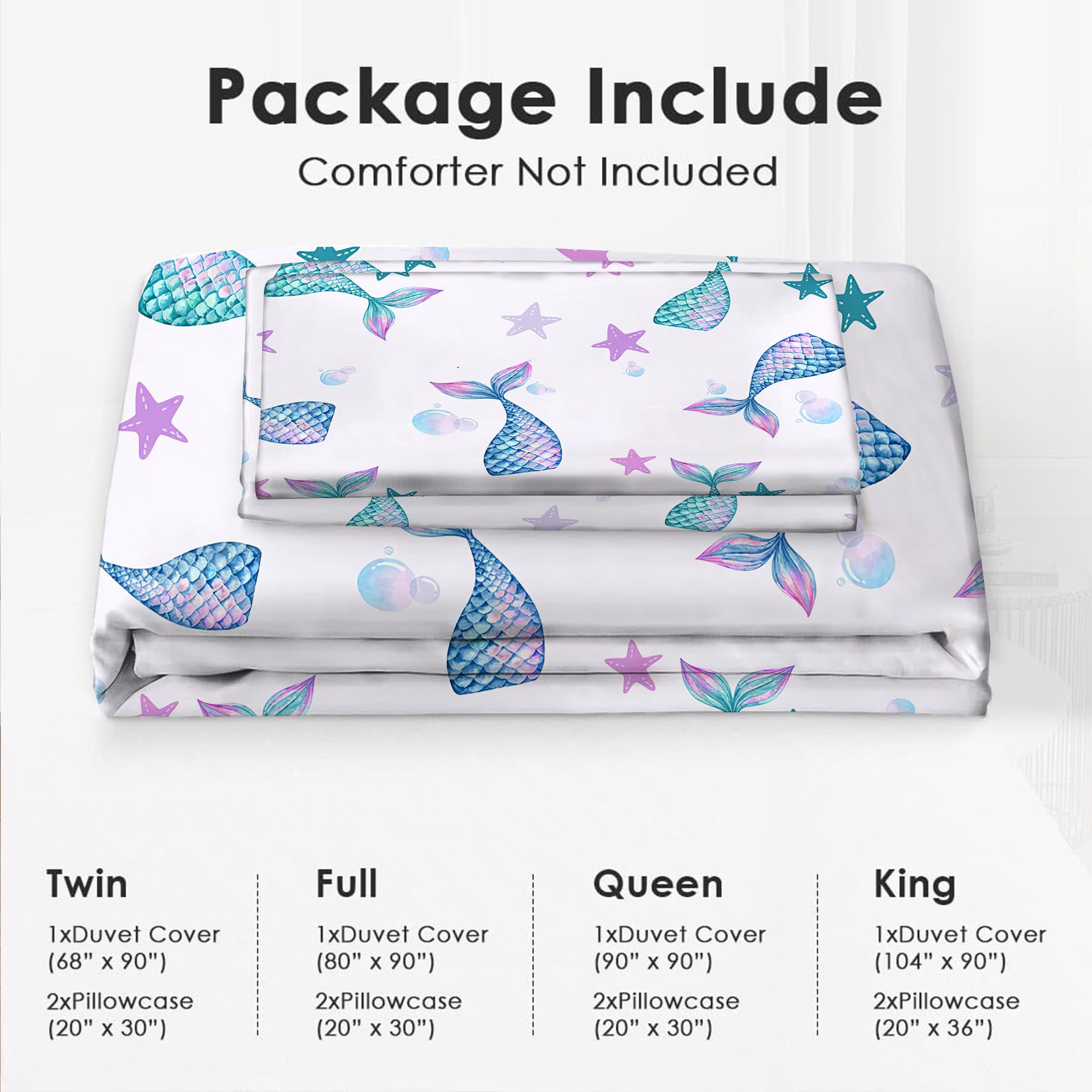 Juego de Ropa de Cama de Sirena Twin Queen King Full Size - Imagen 7