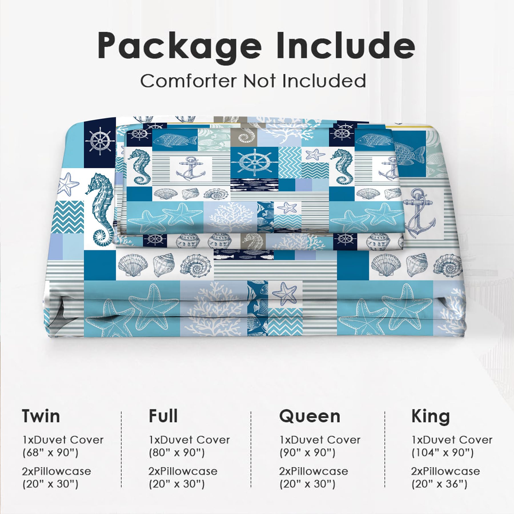 Juego de Ropa de Cama Sealife Twin Queen King Full Size Set - Imagen 8