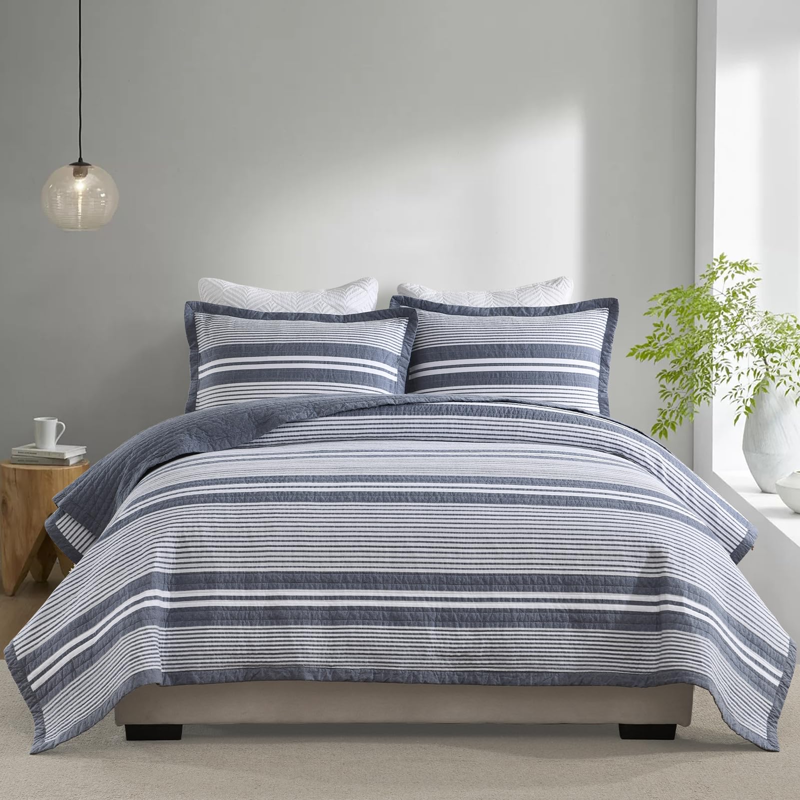 Edredón a Rayas King Size KALOOLA - Juego de Ropa de Cama