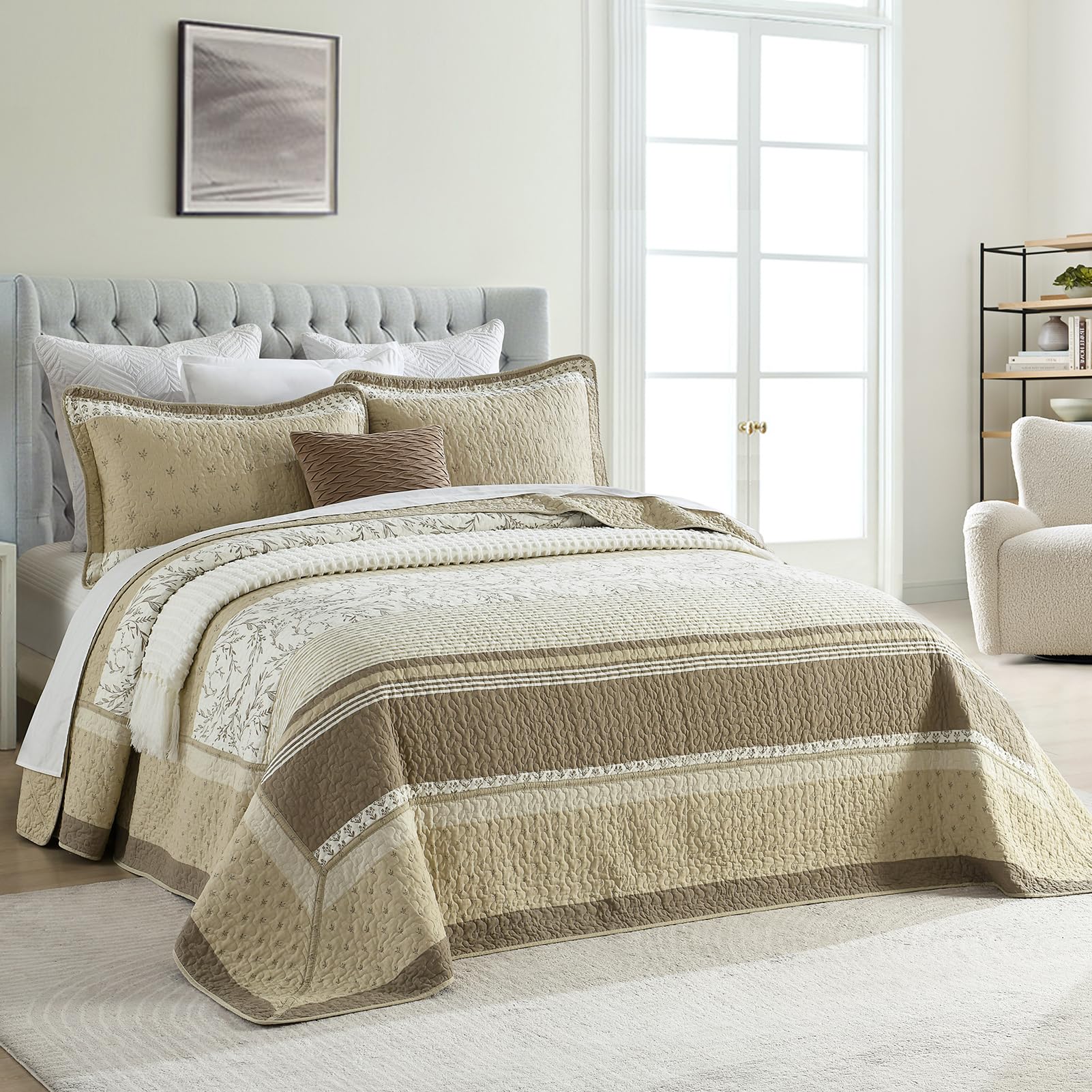 Colcha PANGUSHAN 128"120" 100% Algodón Extra Grande, Colcha