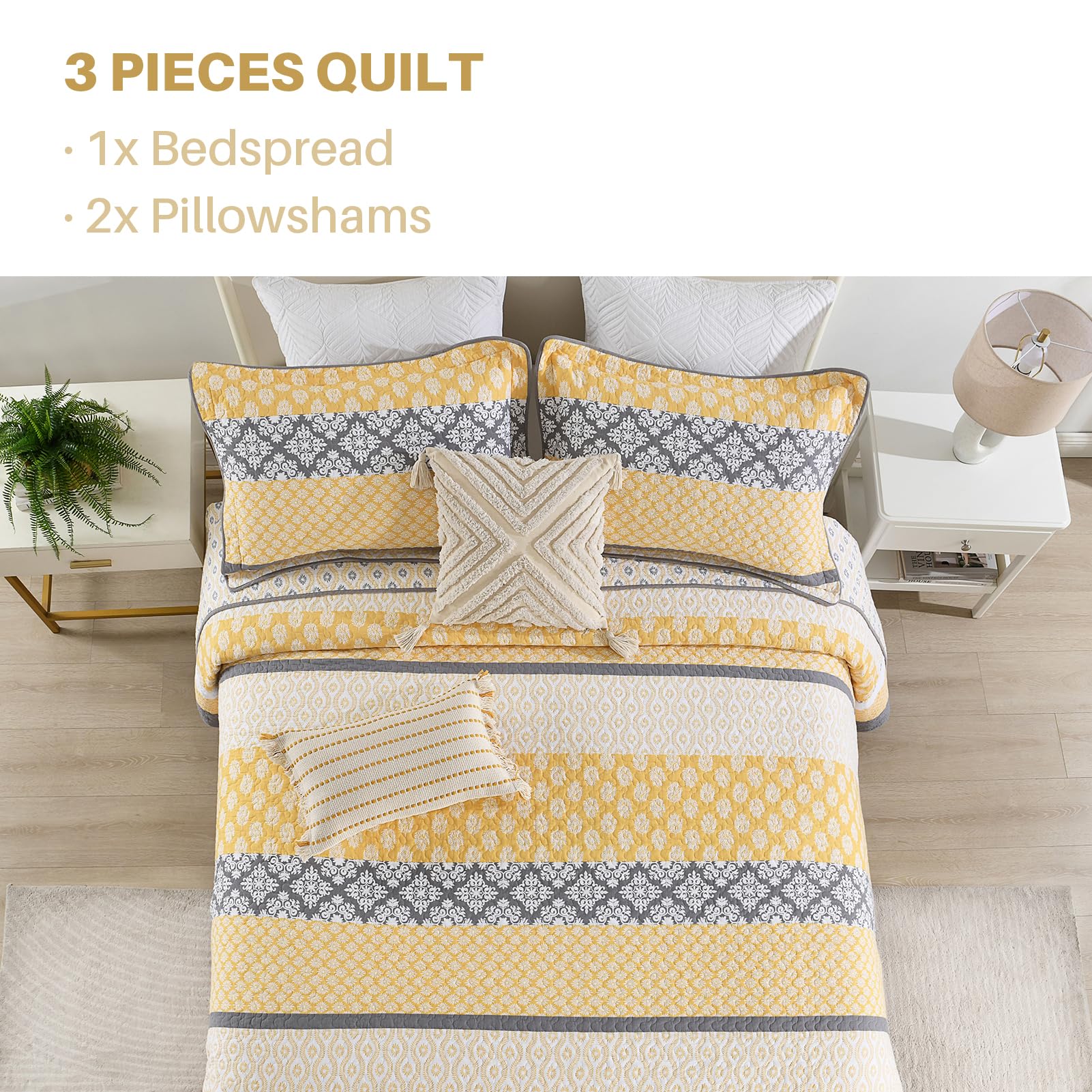 Colcha 102"�120" 100% Algodón Oversized, Reversible Floral - Imagen 5