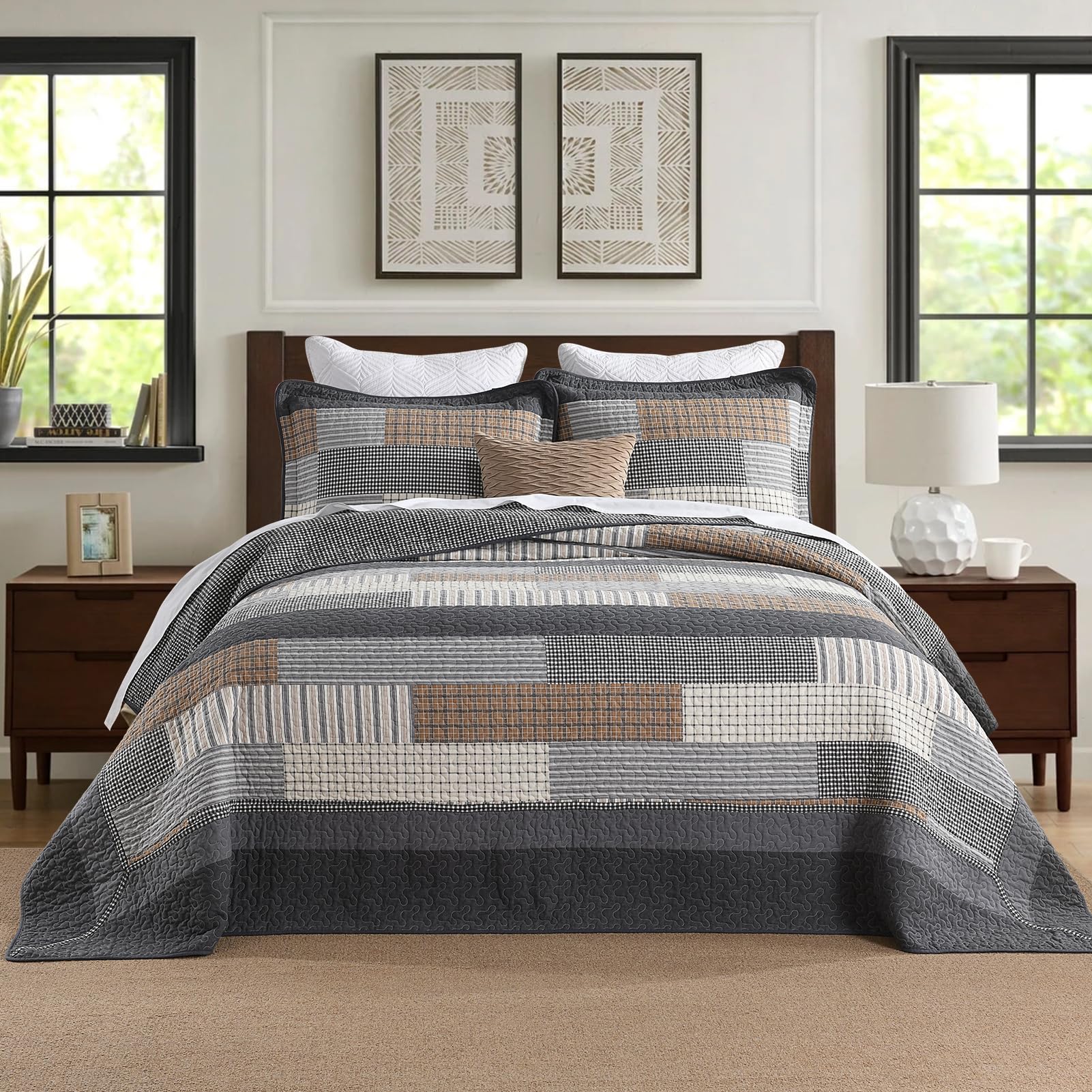 Colcha extragrande de algodón 100%, 128"�120", PANGUSHAN,