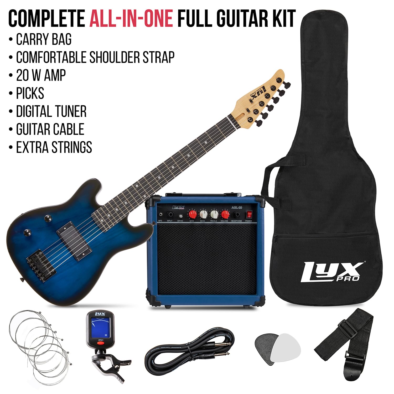 Kit de Guitarra Eléctrica para Zurdos de 30 Pulgadas LyxPro - Imagen 3