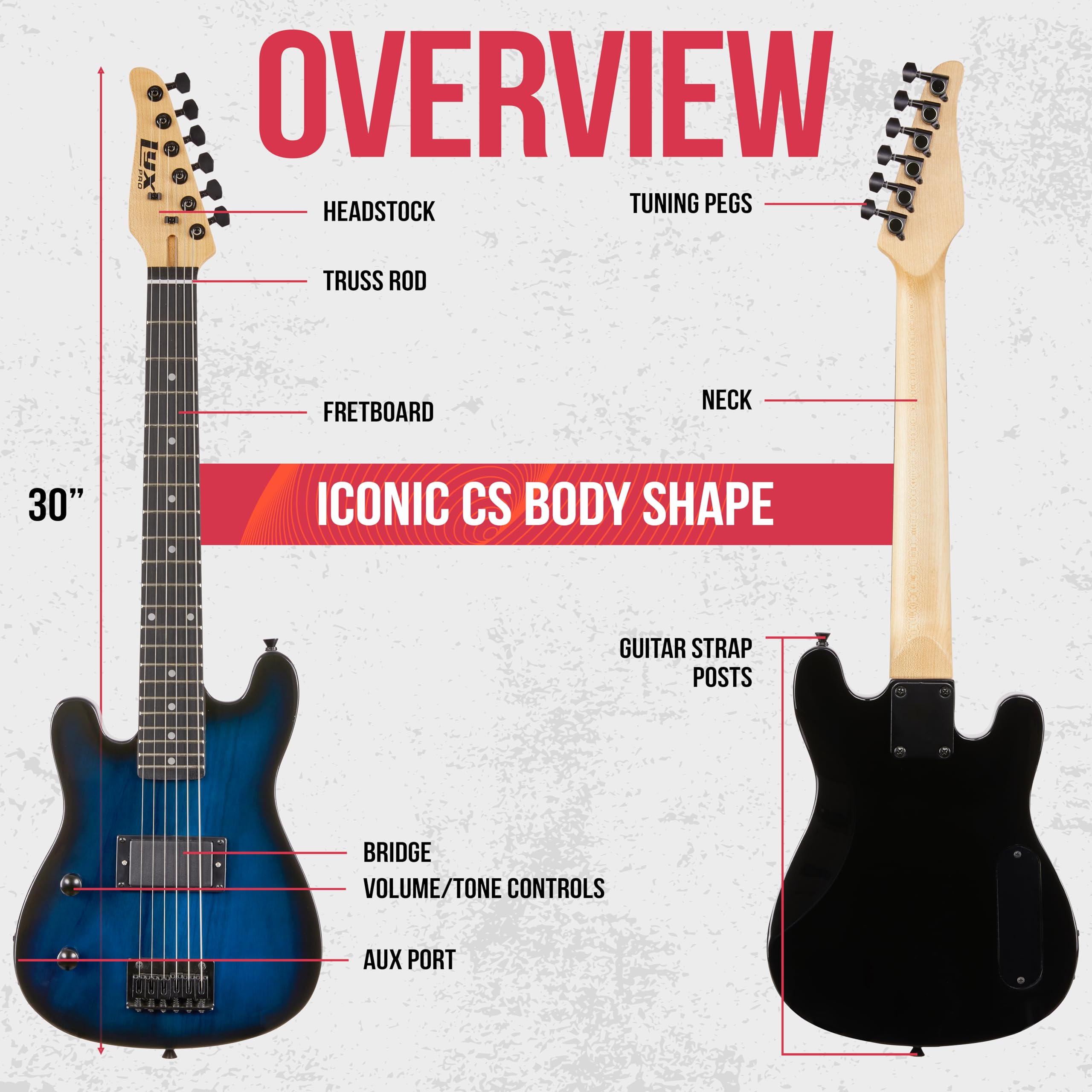 Kit de Guitarra Eléctrica para Zurdos de 30 Pulgadas LyxPro - Imagen 9