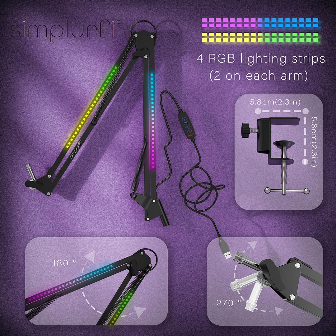Brazo de Micrófono SIMPLURFI RGB, Soporte de Micrófono - Imagen 6