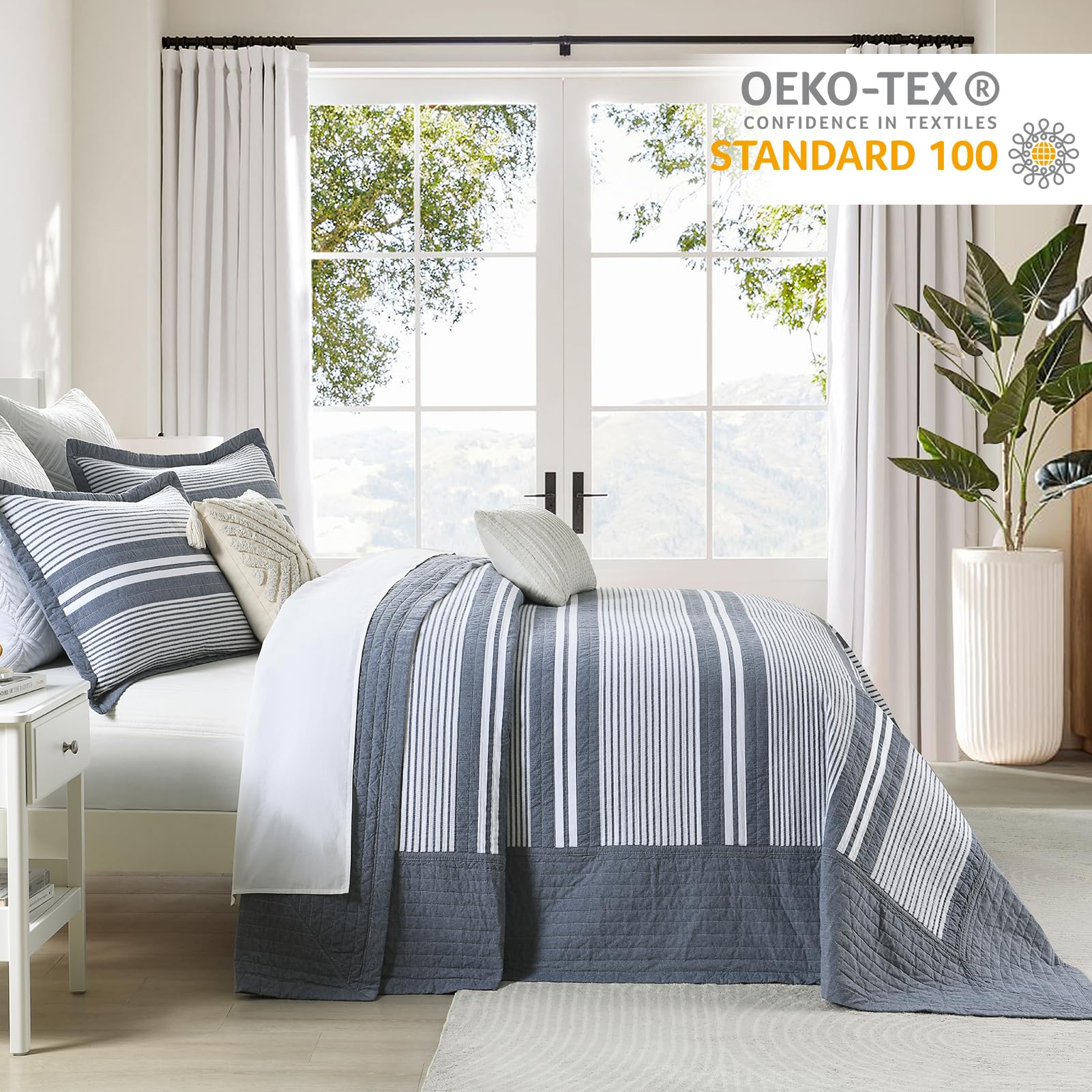 Colcha de cama extra grande king size Finlonte 100% algodón - Imagen 4