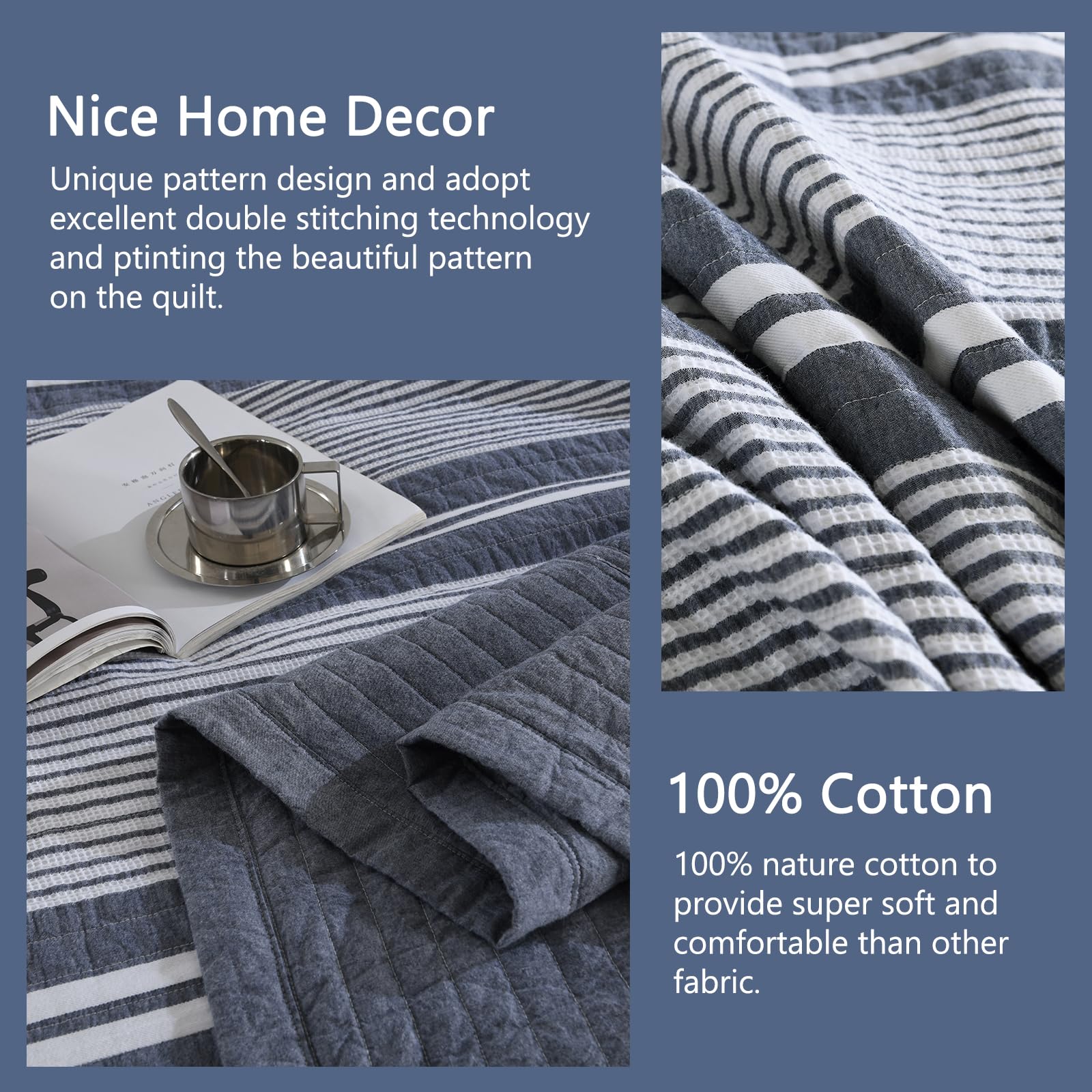 Colcha de cama extra grande king size Finlonte 100% algodón - Imagen 5