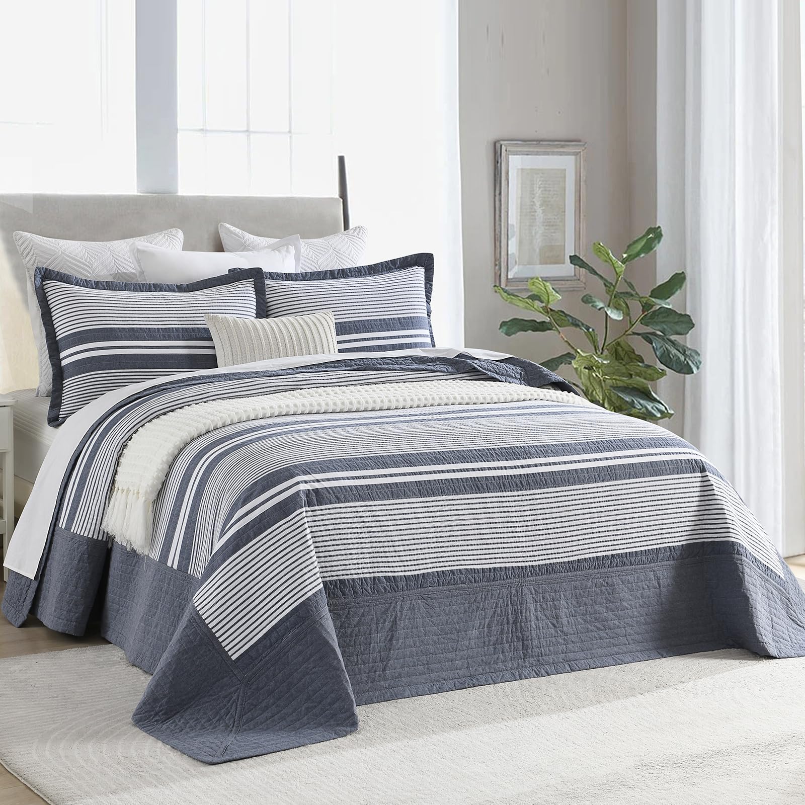 Colcha de cama extra grande king size Finlonte 100% algodón