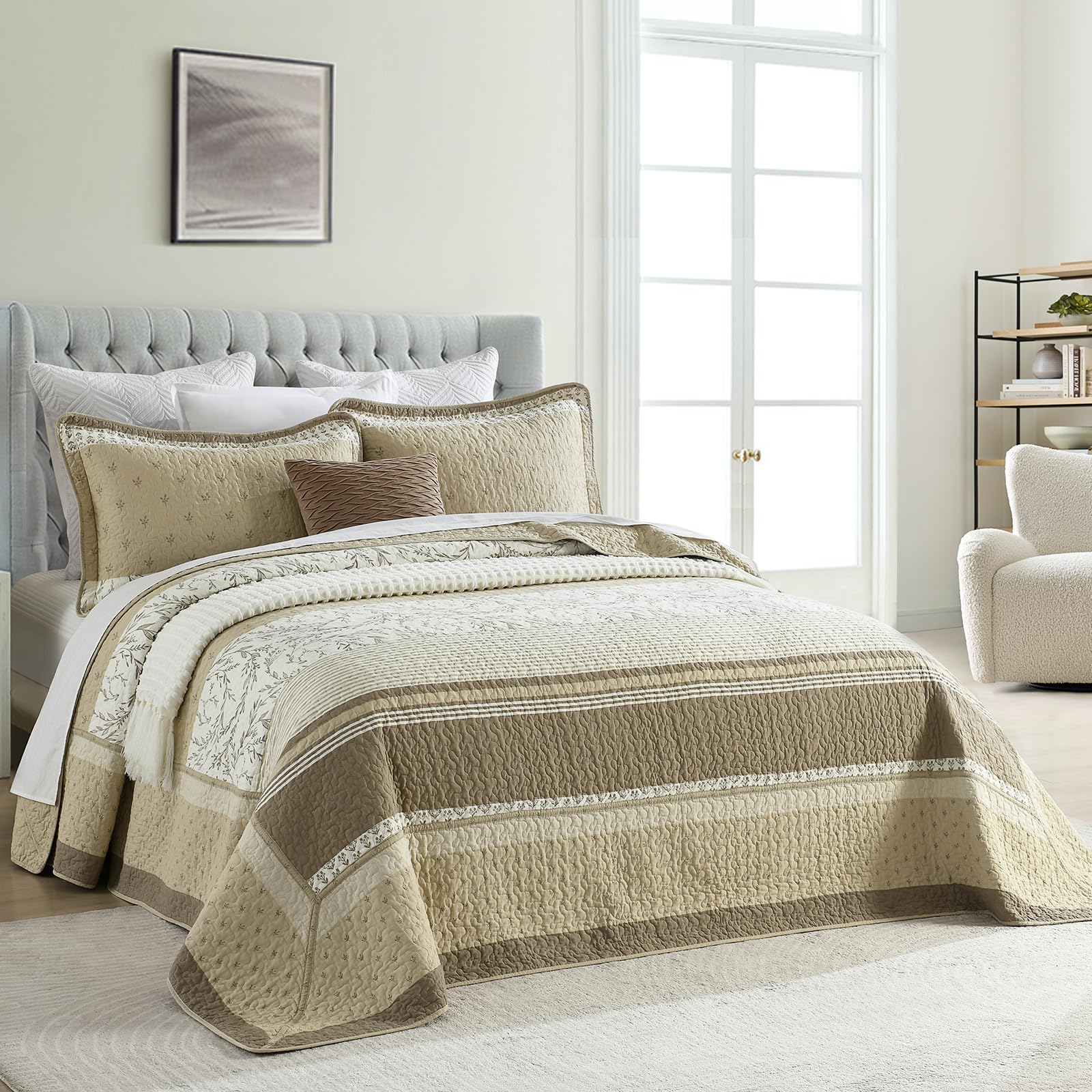 Colcha de cama california king Finlonte 100% algodón