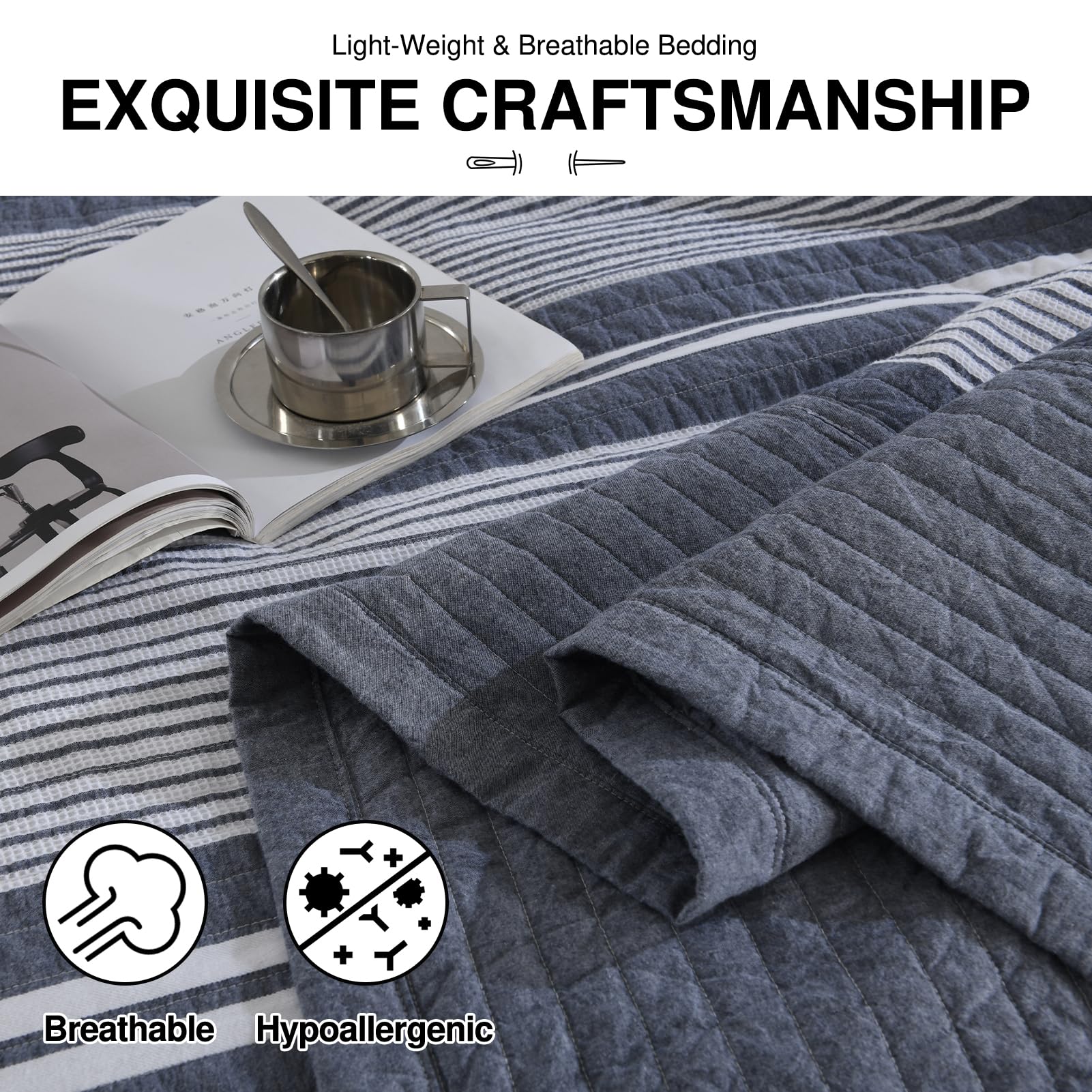 Colcha Moderna King Size DDUOXIN 120" W x120 L - 100% - Imagen 6