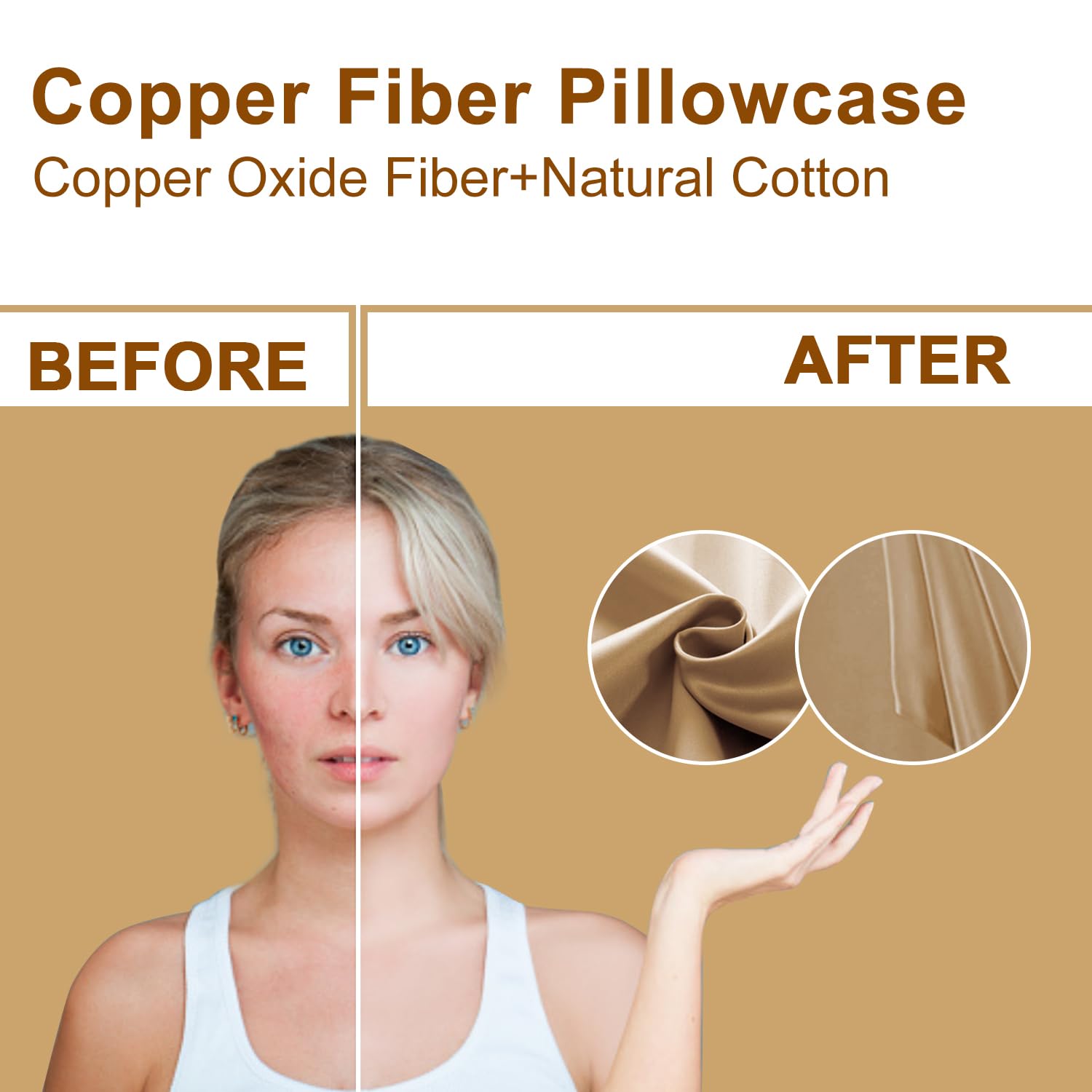 Funda de Almohada de Cobre, Funda de Almohada Infundida con - Imagen 3